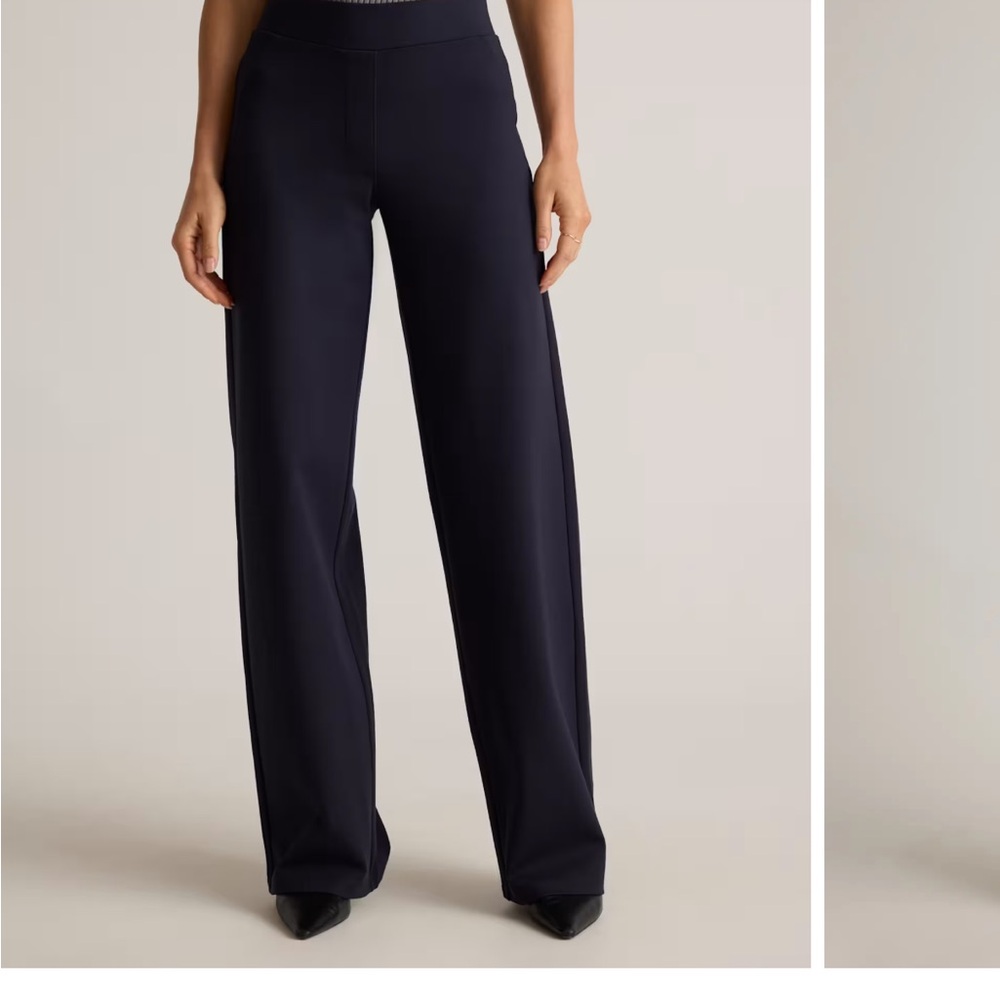 Quince Ultra Stretch Ponte Leg Navy Wide-Leg Women's Pants